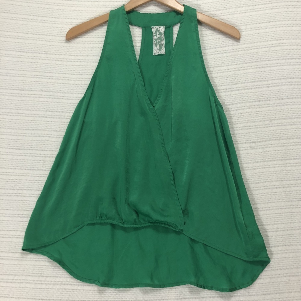 Sadie & Sage Green Tank Top Sleeveless Halter Flowy Casual Blouse Size M